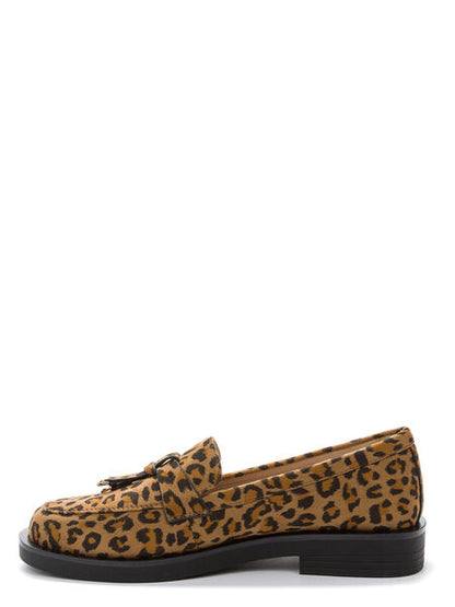 Leopard Print Loafer with Metal Accent