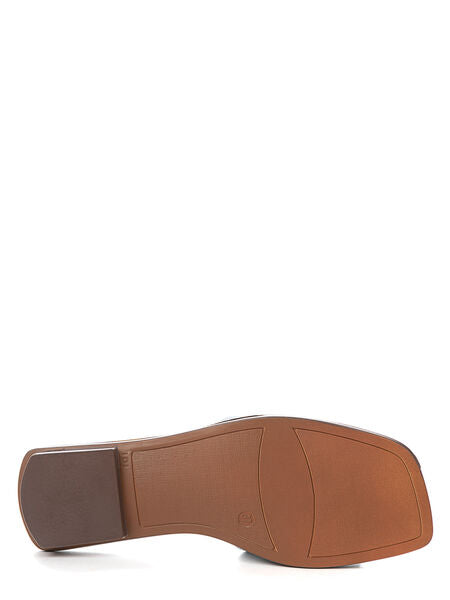 Blue Textured Slide Sandal with Metallic Accent