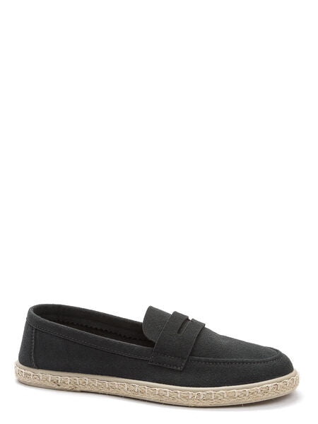 Black Canvas Loafer with Espadrille Sole