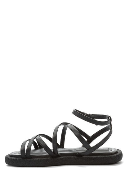 Black Strappy Sandals with Cushioned Sole