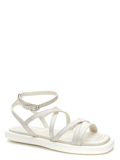 White Strappy Sandal with Ankle Buckle