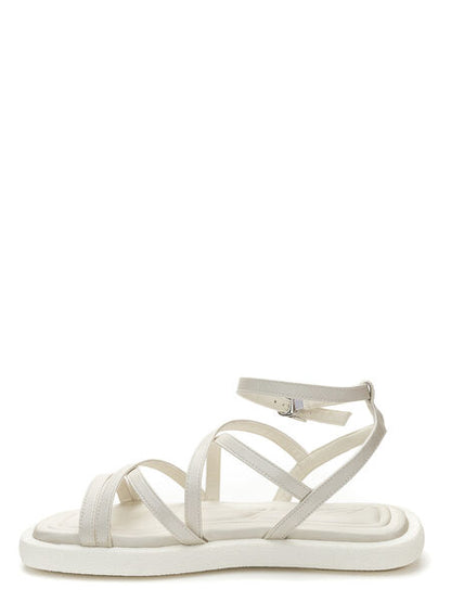 White Strappy Sandal with Ankle Buckle