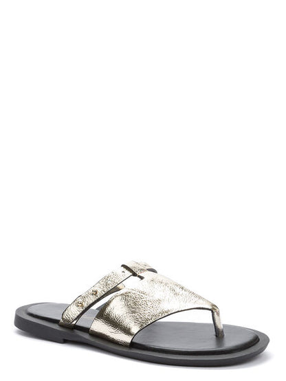 Metallic Textured Sandal with Adjustable Strap