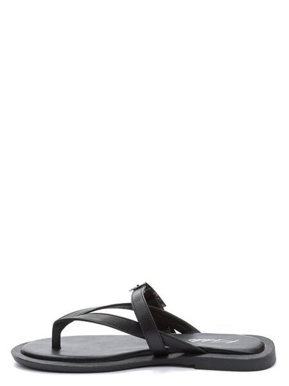 Black Buckled Sandal with Dual Straps