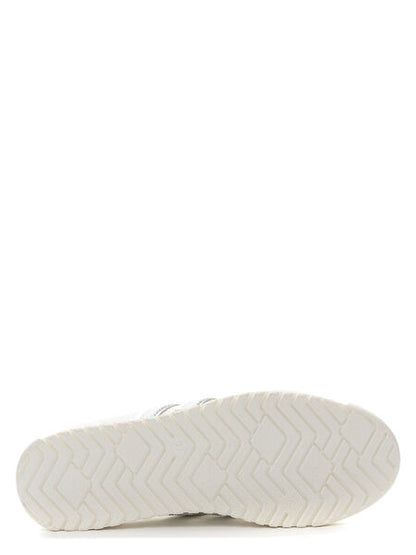 White Mesh Low-Top Sneakers with Silver Accents