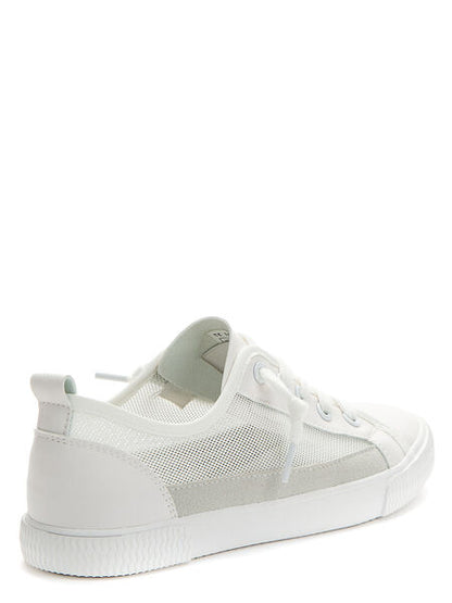 White Canvas Low-Top Sneakers with Lace-Up Design