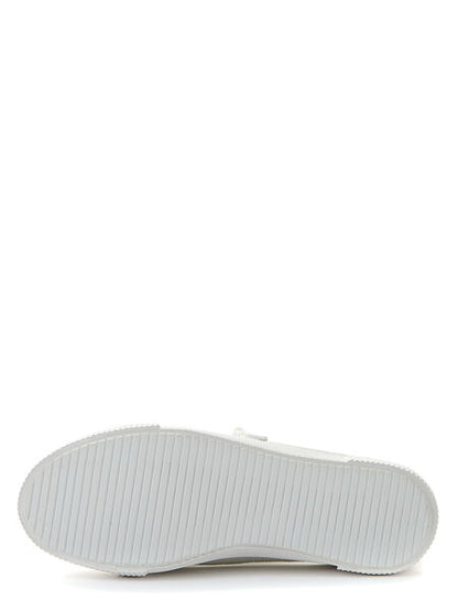 White Canvas Low-Top Sneakers with Lace-Up Design