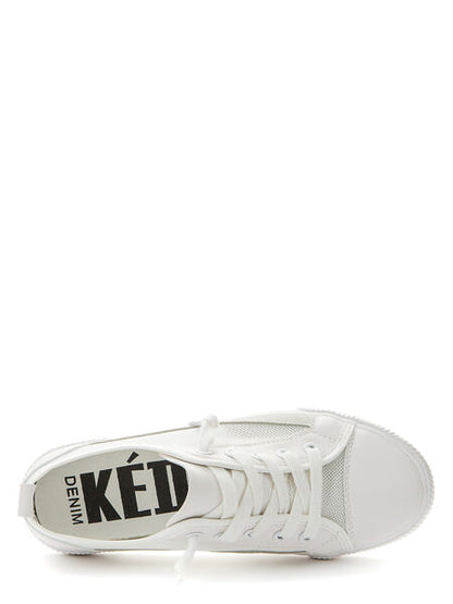 White Canvas Low-Top Sneakers with Lace-Up Design