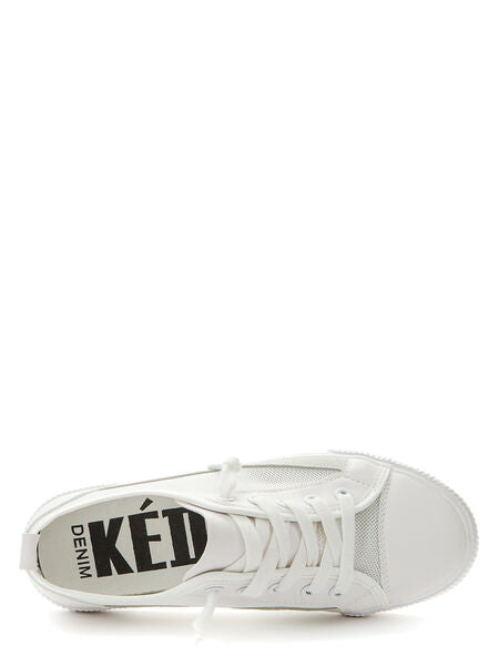 White Canvas Low-Top Sneakers with Lace-Up Design