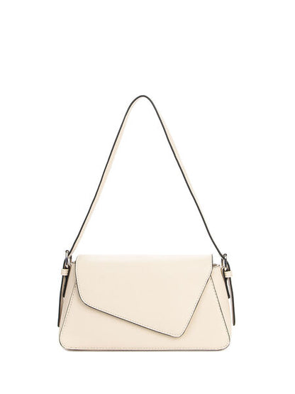 Beige Structured Shoulder Bag with Adjustable Strap