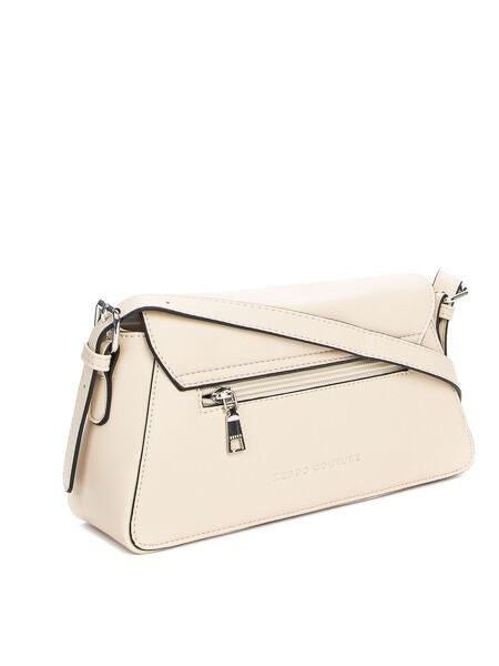 Beige Structured Shoulder Bag with Adjustable Strap