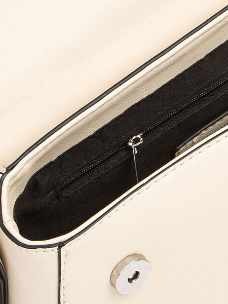 Beige Structured Shoulder Bag with Adjustable Strap