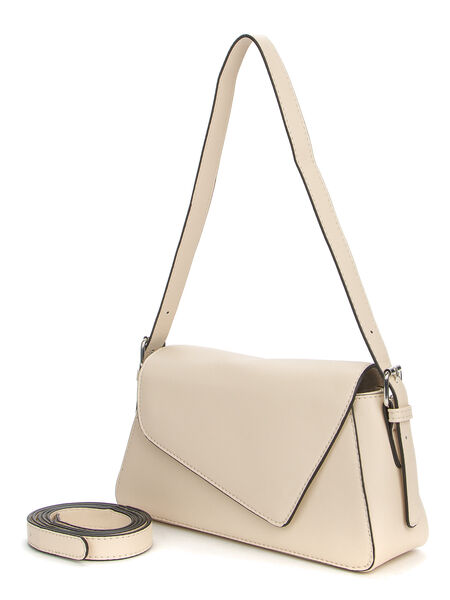 Beige Structured Shoulder Bag with Adjustable Strap
