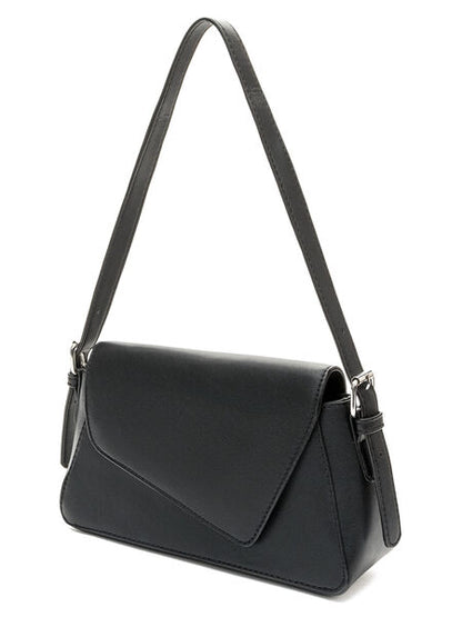 Black Structured Shoulder Bag with Adjustable Strap