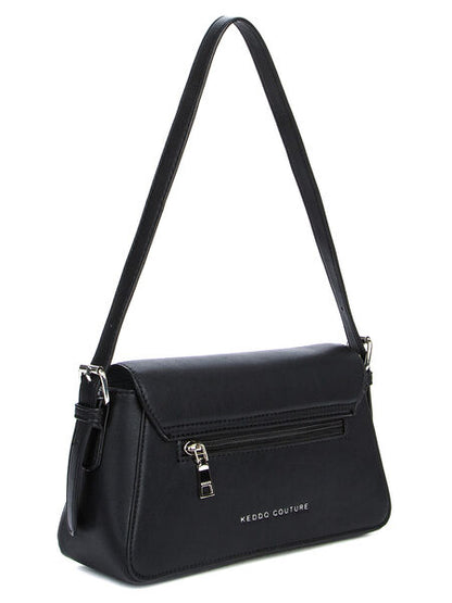 Black Structured Shoulder Bag with Adjustable Strap