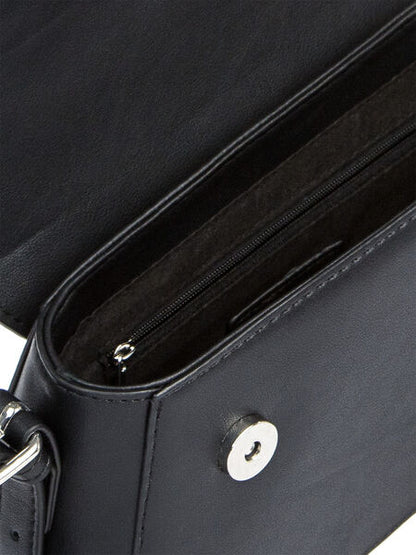 Black Structured Shoulder Bag with Adjustable Strap