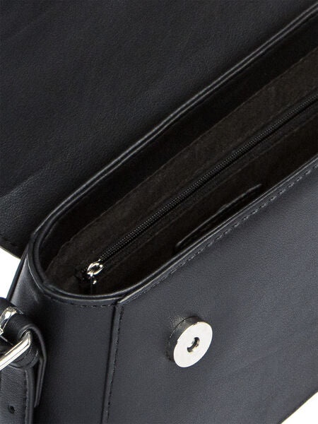 Black Structured Shoulder Bag with Adjustable Strap