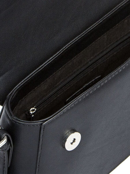 Black Structured Shoulder Bag with Adjustable Strap