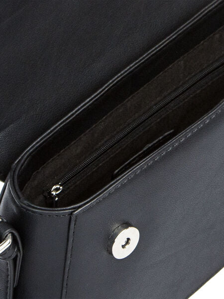 Black Structured Shoulder Bag with Adjustable Strap