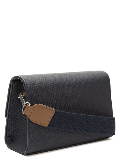 Dark Blue Textured Clutch with Logo Detail