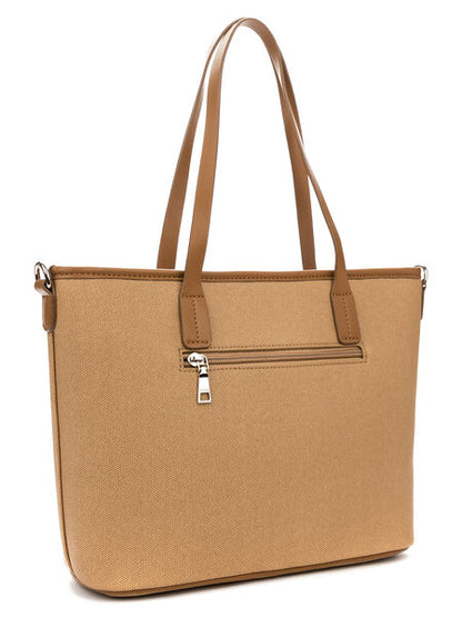 Camel Textured Tote Bag with Double Handle