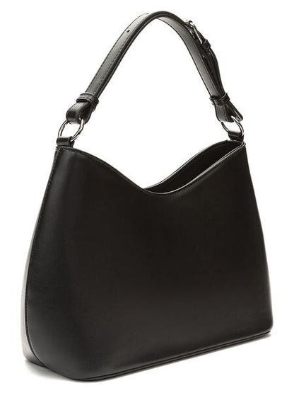 Black Smooth Hobo Bag with Adjustable Handle