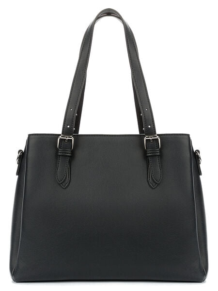 Black Faux Leather Tote with Adjustable Straps