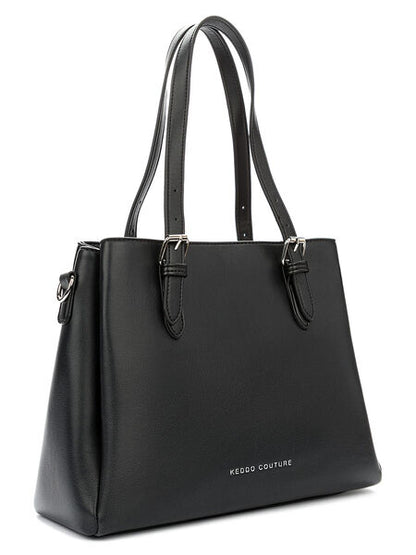 Black Faux Leather Tote with Adjustable Straps