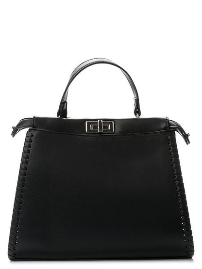 Black Structured Tote with Turn Lock