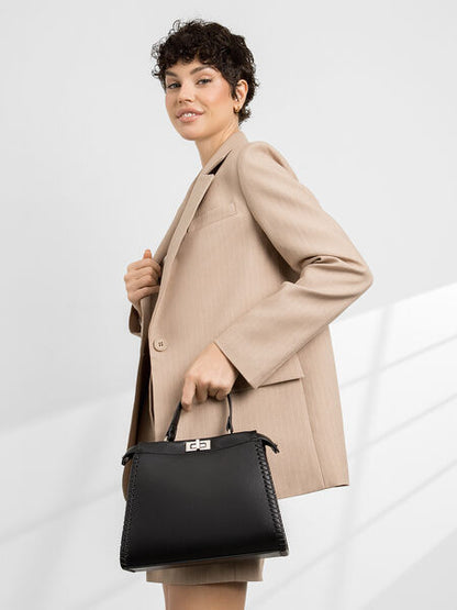 Black Structured Tote with Turn Lock