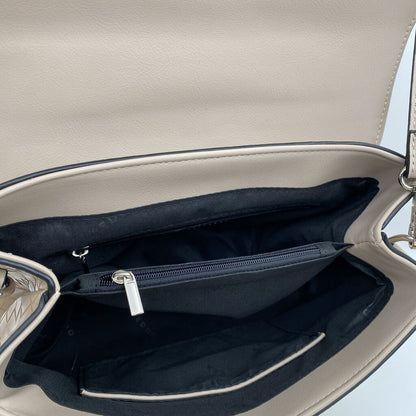 Beige Woven Handbag with Adjustable Strap