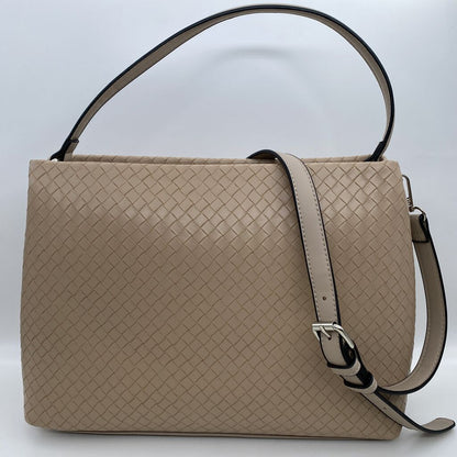Beige Woven Crossbody Bag with Adjustable Strap