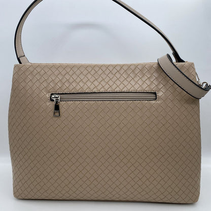 Beige Woven Crossbody Bag with Adjustable Strap