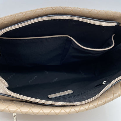 Beige Woven Crossbody Bag with Adjustable Strap