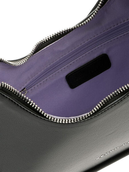 Black Minimalist Shoulder Bag with Chain Accent