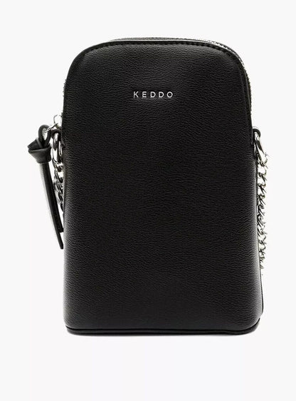 Black Sleek Crossbody Bag with Chain Strap