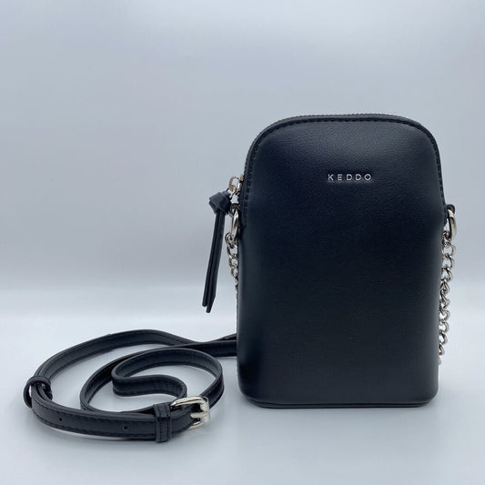 Black Sleek Crossbody Bag with Chain Strap