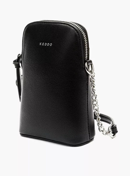 Black Sleek Crossbody Bag with Chain Strap