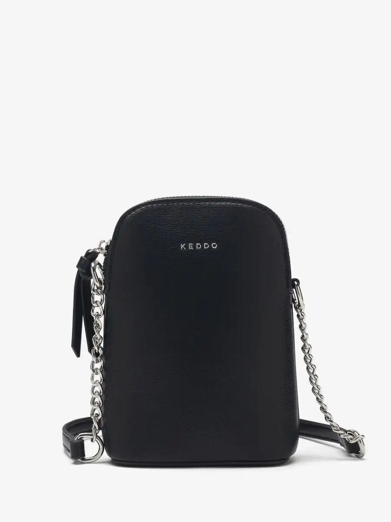 Black Sleek Crossbody Bag with Chain Strap