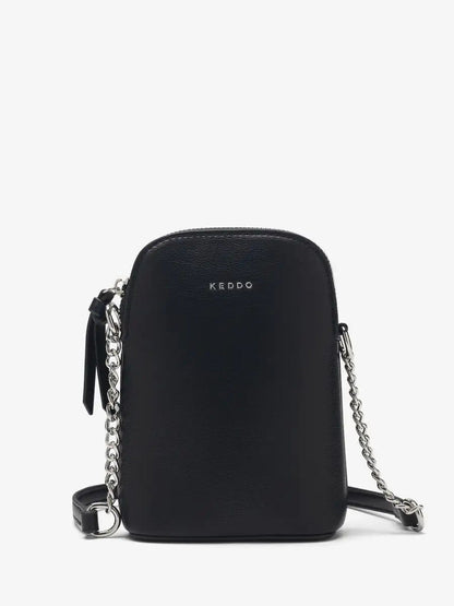 Black Sleek Crossbody Bag with Chain Strap