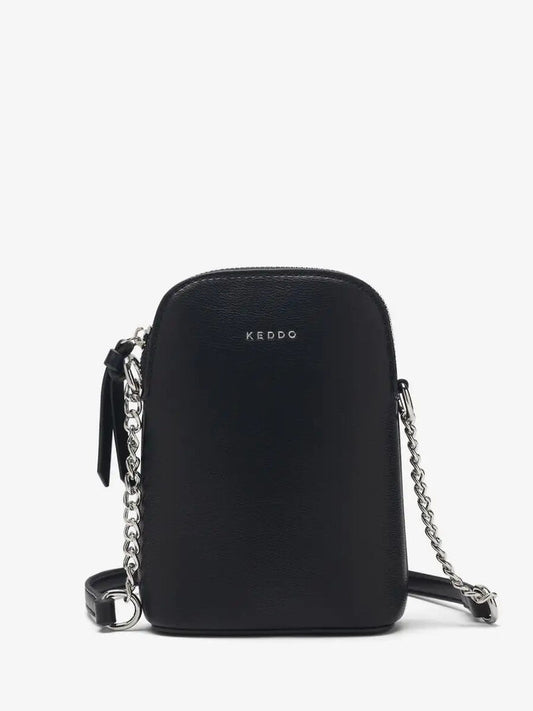 Black Sleek Crossbody Bag with Chain Strap