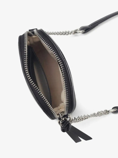 Black Sleek Crossbody Bag with Chain Strap