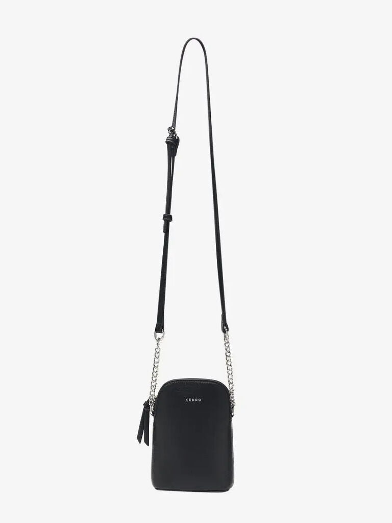 Black Sleek Crossbody Bag with Chain Strap