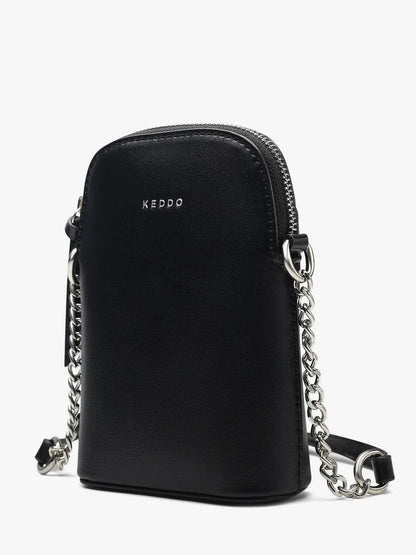 Black Sleek Crossbody Bag with Chain Strap