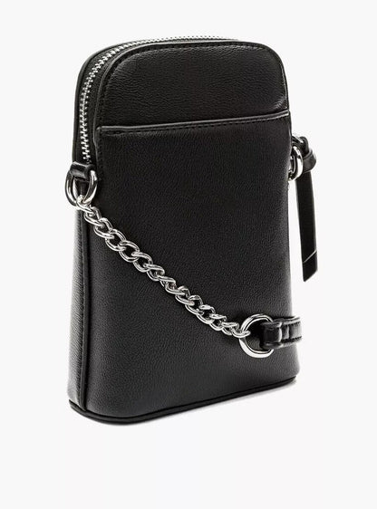 Black Sleek Crossbody Bag with Chain Strap