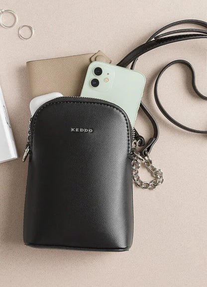 Black Sleek Crossbody Bag with Chain Strap