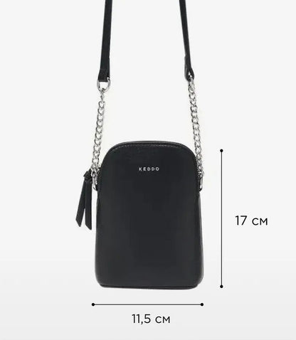 Black Sleek Crossbody Bag with Chain Strap