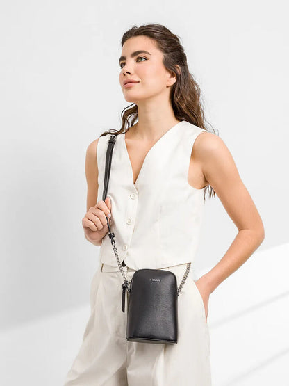 Black Sleek Crossbody Bag with Chain Strap