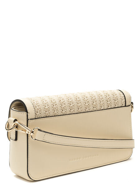 Cream Woven Clutch with Gold Lock