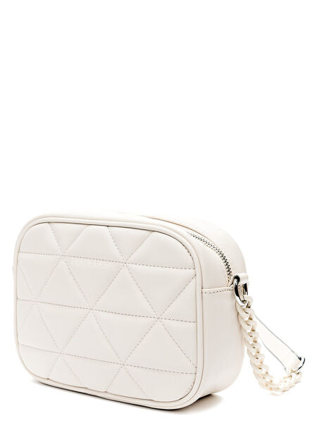 White Quilted Crossbody Bag with Chain Strap